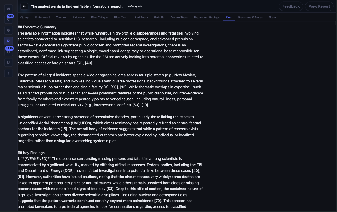 Aletheia deep research synthesized report with inline citations and entity links